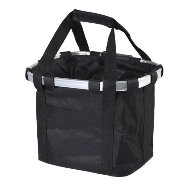 Sammenklappelig hængende cykelkurv 36×25×24 cm Styrtaske Bæreevne 5 kg Cykeltaske foran til indkøb og transport af ting Letvægtskonstruktion sort