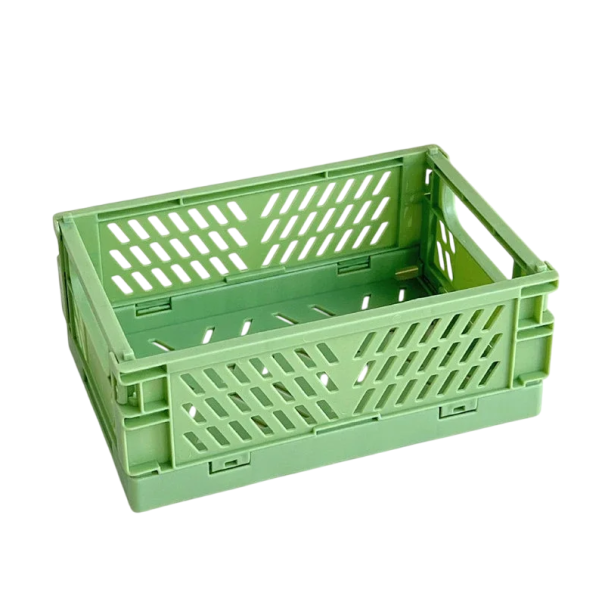 Sammenklappelig plastopbevaringsboks med håndtag 15 x 10 x 5,8 cm Bærbar opbevaringsæske til småting Organizer til hjemmet kontoret grøn