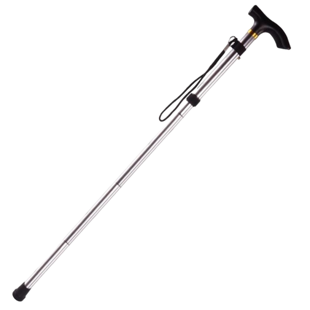 Sammenklappelig vandrestav 85 - 95 cm sølv