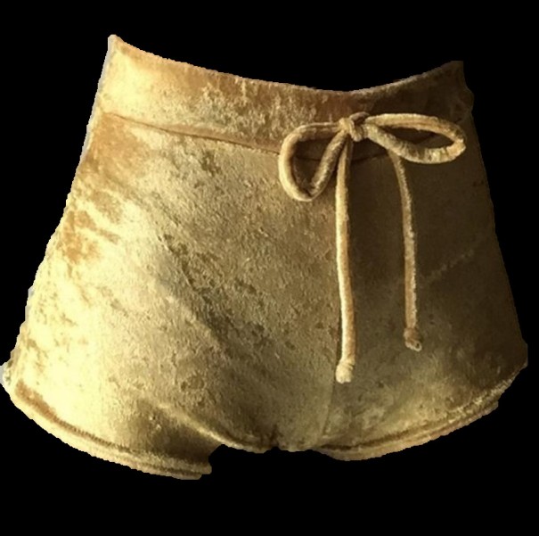 Sammetshorts med hög midja för kvinnor J3228 gul XS