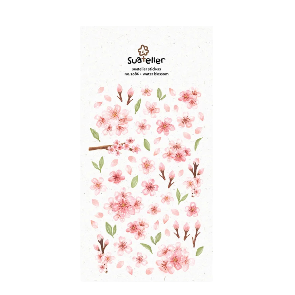 Samolepky květy sakury 9,2x15 cm PVC růžové dekorativní nálepky s květinami do diáře scrapbooku alba notesu plánovače 1