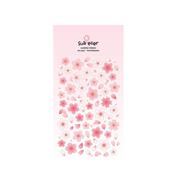 Samolepky květy sakury a okvětní lístky 9,2x15 cm PVC růžové dekorativní nálepky do diáře scrapbooku notesu alba 1