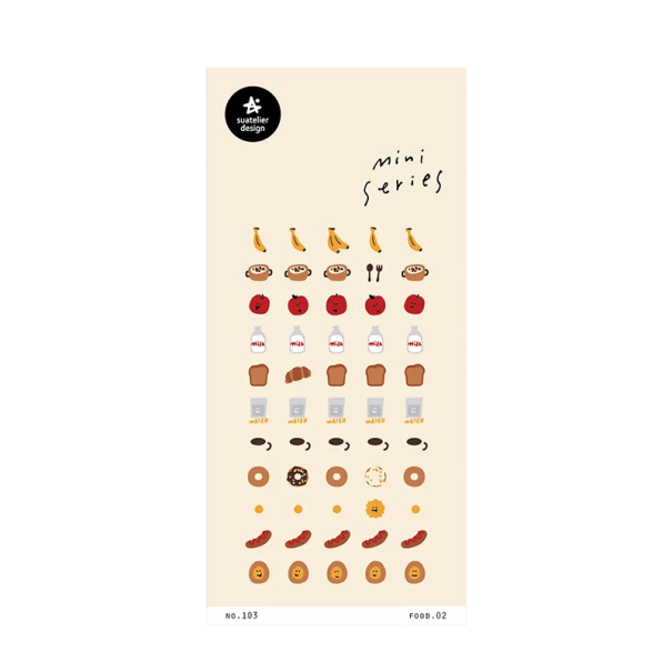 Samolepky mini snídaně a jídlo 9,2x15 cm PVC béžové dekorativní nálepky do diáře scrapbooku notesu alba plánovače 1