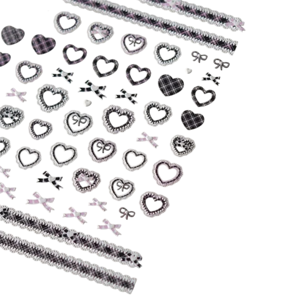 Samolepky na nechty krajkové mašle a srdcia Nail Art obtisky Elegantné samolepiace dekorácie na nechty 3D vzory DIY príslušenstvo na zdobenie 1