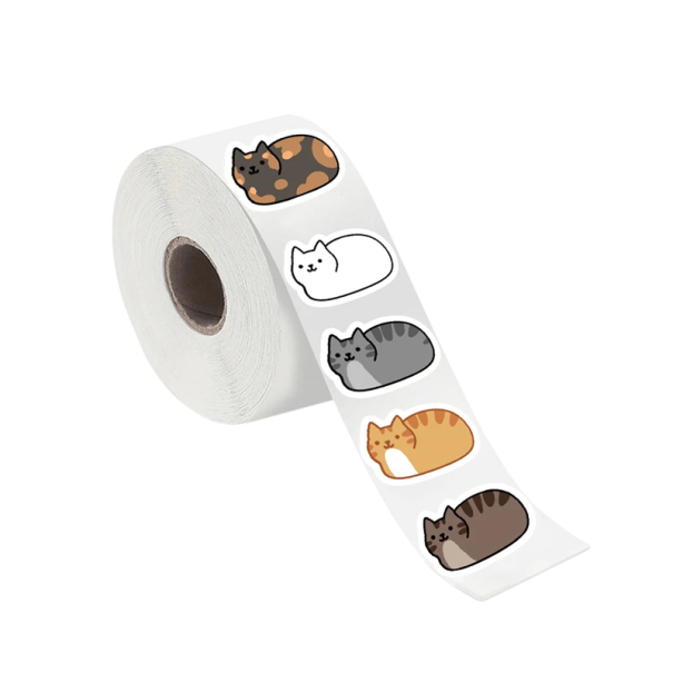 Samolepky s kočičkami voděodolné 500 ks 2,43x2,43 cm plast bílé archové etikety na balení dárky sešity dekoraci 1