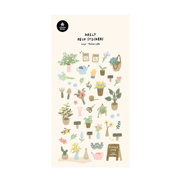 Samolepky s motivem květinářství 9,2x15 cm papírové dekorativní etikety barevné pro zdobení dárků, balení a tvoření 1