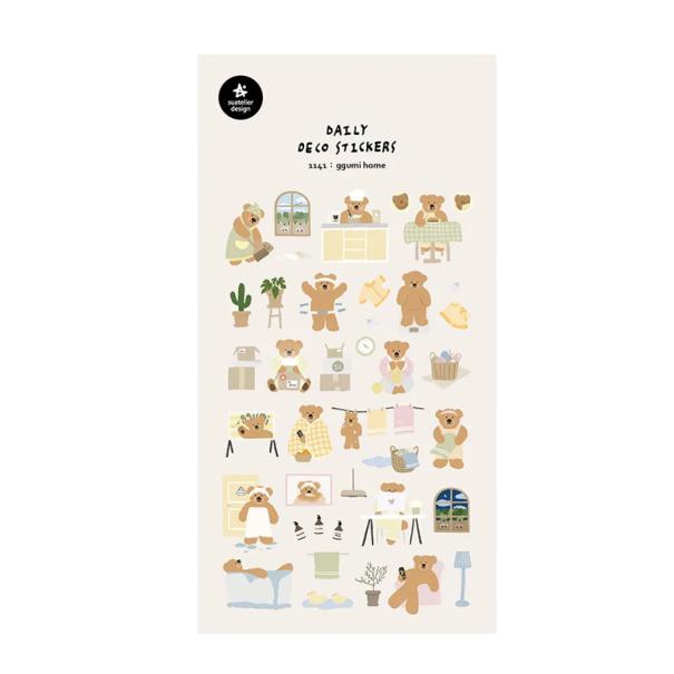 Samolepky s motivem medvídka v domácnosti 9,2x15 cm matný papír dekorativní etikety pro diář, scrapbook a balení dárků 1