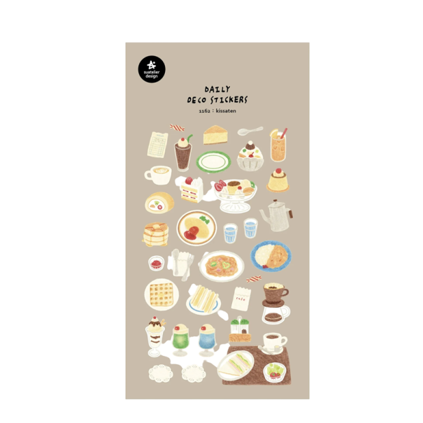 Samolepky s motivy dezertů a sladkých pokrmů dekorativní barevné pro zdobení diáře, sešitu, dárků a scrapbooku 1