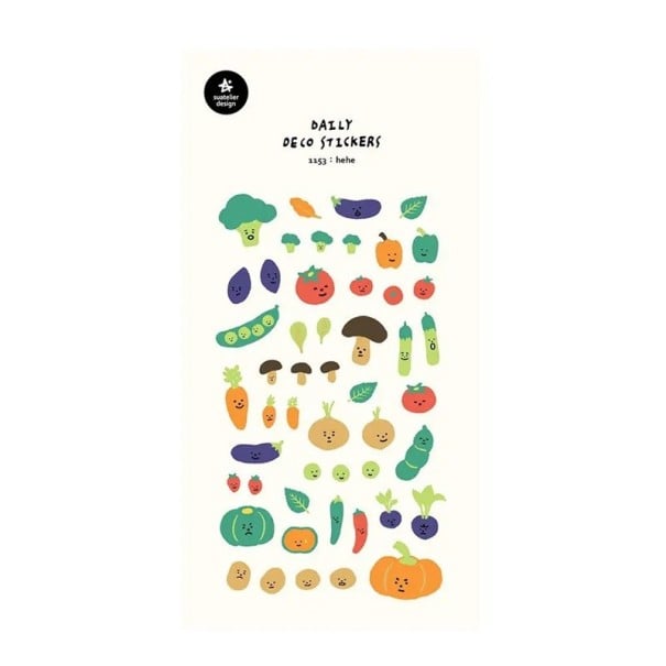 Samolepky zelenina a ovoce 9,2x15 cm PVC barevné dekorativní nálepky s dýní mrkví rajčetem do diáře scrapbooku notesu 1