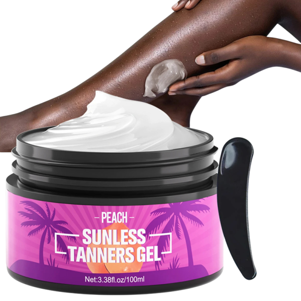 Samoopalovací gel na obličej a tělo 100 ml hydratační a rychleschnoucí pro rychlé opálení a dlouhotrvající bronz pro všechny typy pokožky Peach