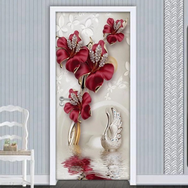 Samoprzylepna tapeta na drzwi z kwiatkiem L