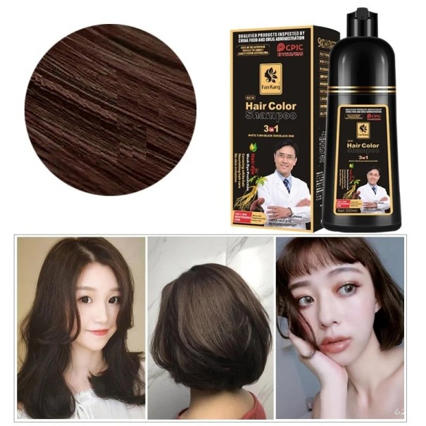 Șampon pentru vopsea de păr permanentă Șampon pentru vopsea de păr cu esență naturală de ghimbir Culoare naturală de păr pentru acoperire gri 500ml Deep Coffee