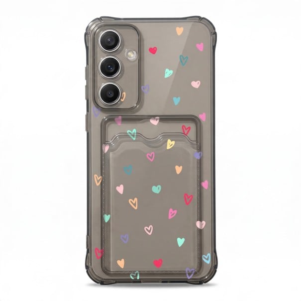 Samsung Galaxy S24 FE telefonhoz készült tok kártyatartóval Finom minták Erősített sarkok TPU hátlap Mobiltelefon tok zsebbel 1
