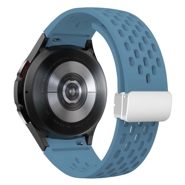 Samsung Galaxy Watch 4/6 Classic Horlogeband Siliconen Horlogeband met Witte Gesp blauw