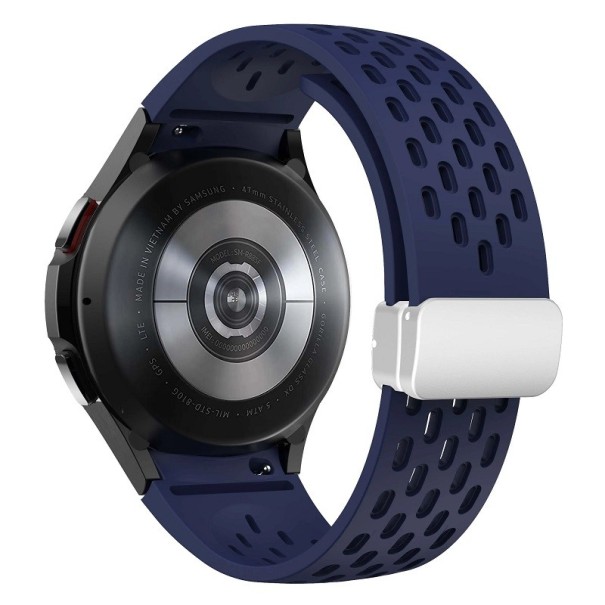 Samsung Galaxy Watch 4/6 Classic Horlogeband Siliconen Horlogeband met Witte Gesp donkerblauw