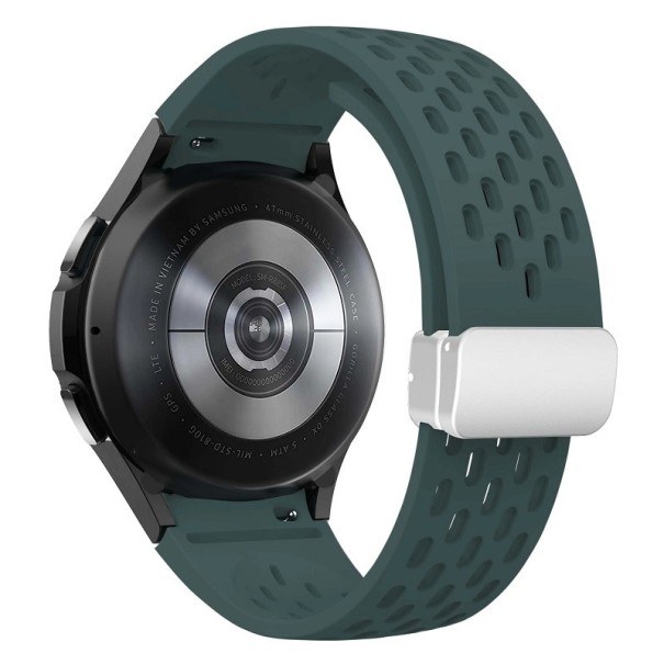 Samsung Galaxy Watch 4/6 Classic Horlogeband Siliconen Horlogeband met Witte Gesp donkergroen