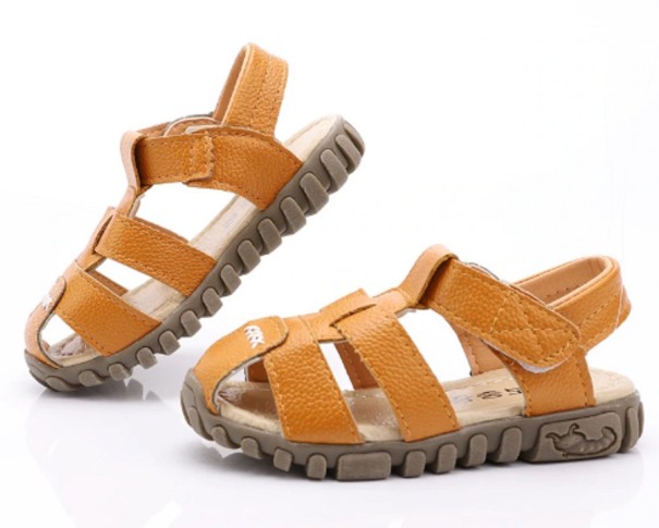 Sandale cu curea din piele pentru copii maro 24,5