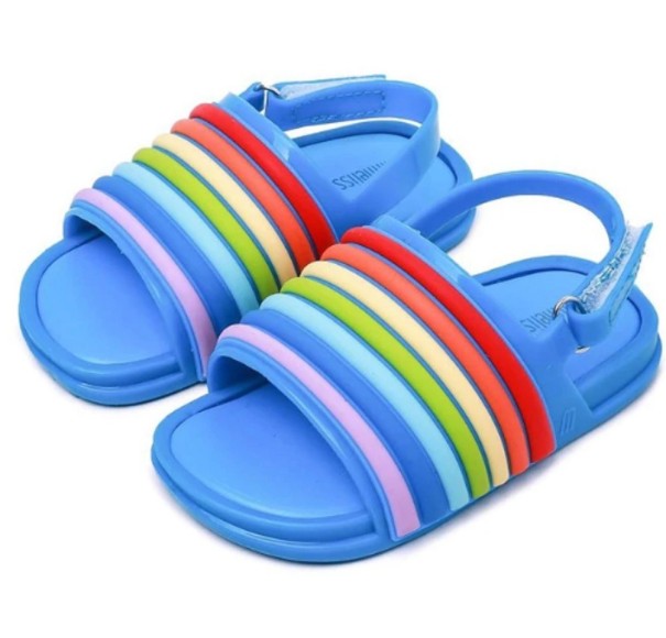 Sandale cu dungi pentru copii albastru 20,5