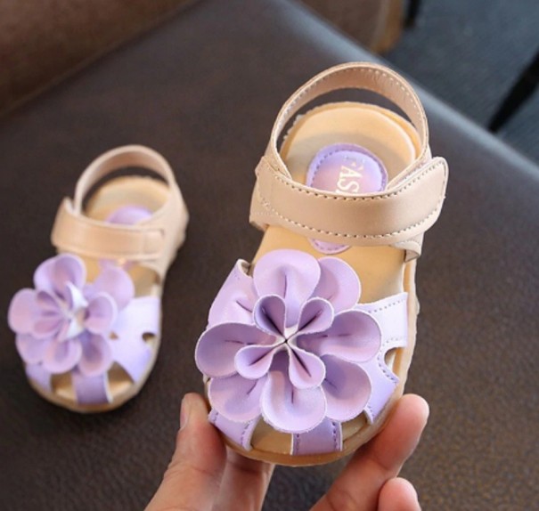 Sandale de fată cu floare violet 24,5