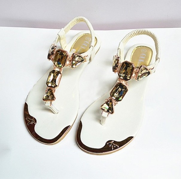 Sandale elegante pentru femei, cu strasuri alb 38,5