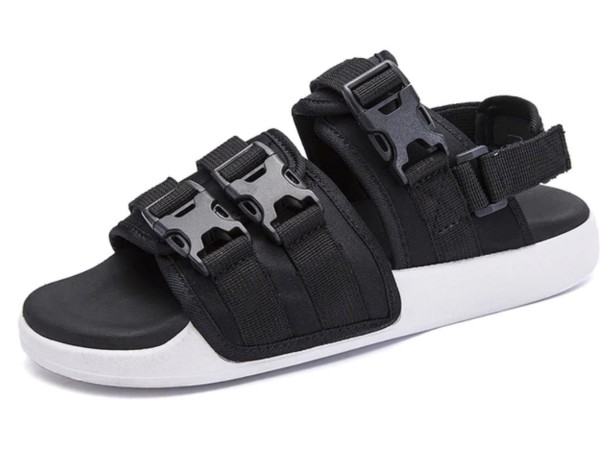 Sandale pentru bărbați cu catarame negru-alb 42