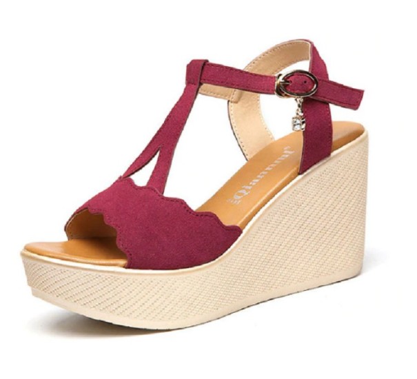 Sandalele de damă elegante ale Nataliei burgundy 34