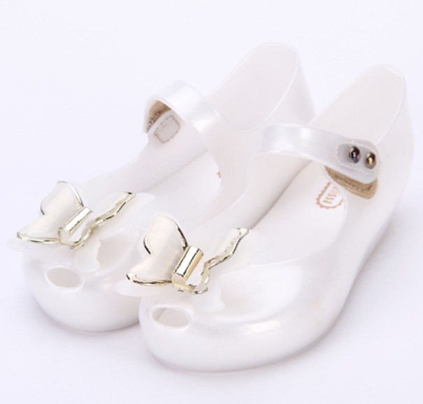 Sandales en caoutchouc pour filles avec papillon blanc 19