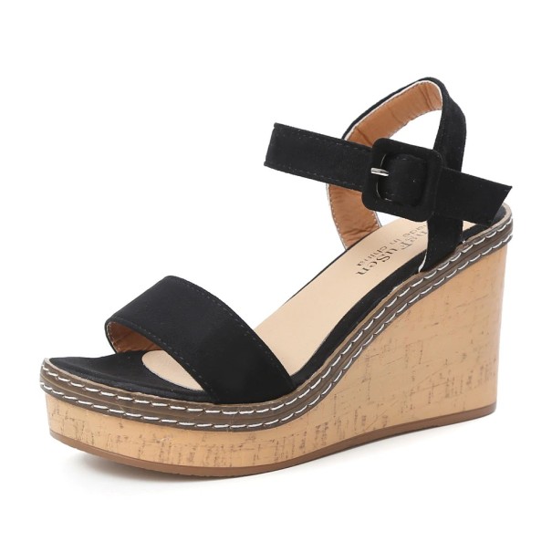 Sandali eleganti da donna con zeppa nero 40