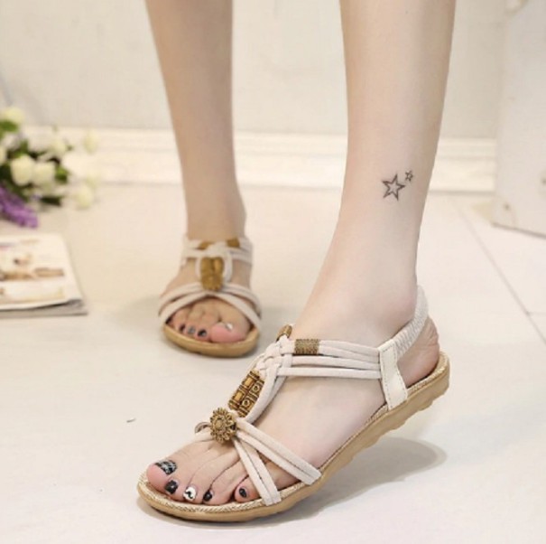 Sandalias cómodas de mujer crema 42