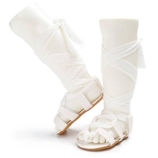 Sandalias con cordones para niñas blanco 18