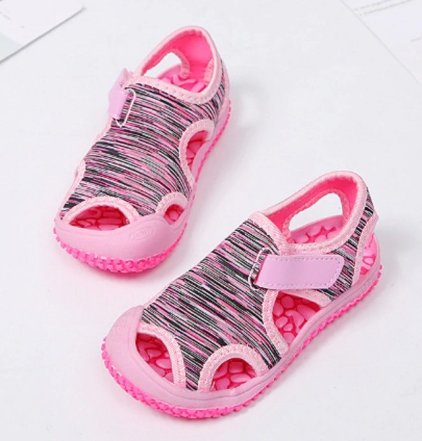 Sandalias con velcro para niños rosa 27