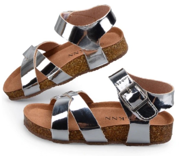 Sandalias de corcho para niñas plateado 20