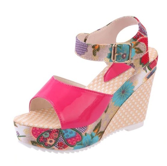 Sandalias de cuña para mujer rosa 39
