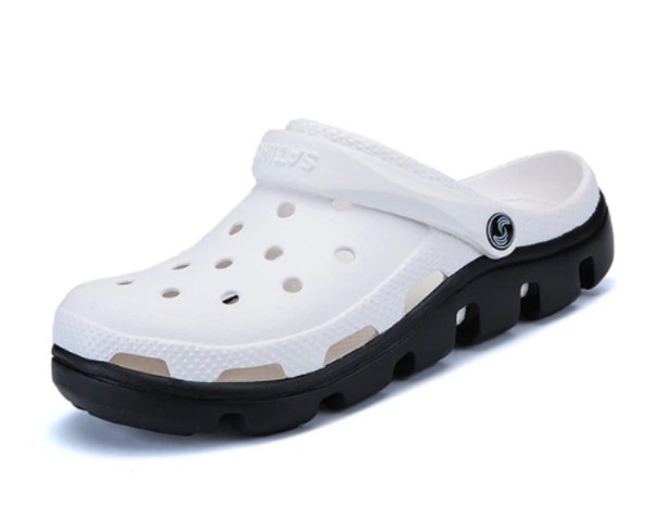 Sandalias de goma para hombre blanco-negro 44