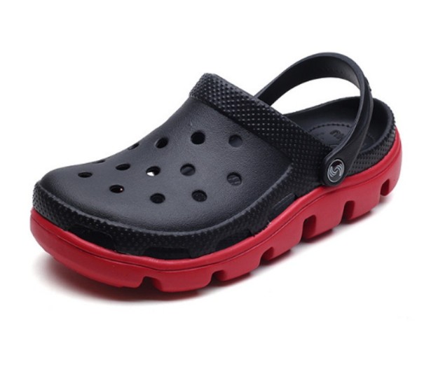 Sandalias de goma para hombre negro-rojo 40