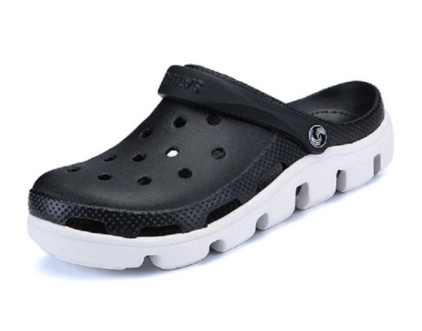 Sandalias de goma para hombre negro y blanco 44