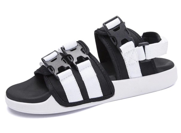 Sandalias de hombre con hebillas blanco-negro 39