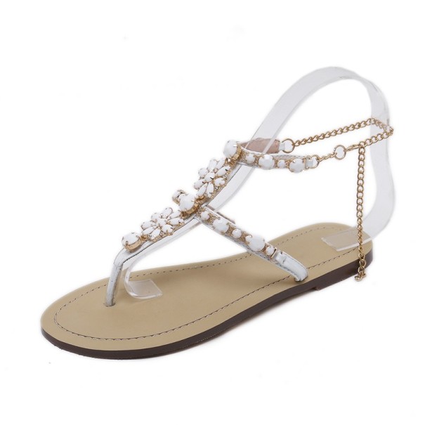 Sandalias de mujer con gemas blanco 43