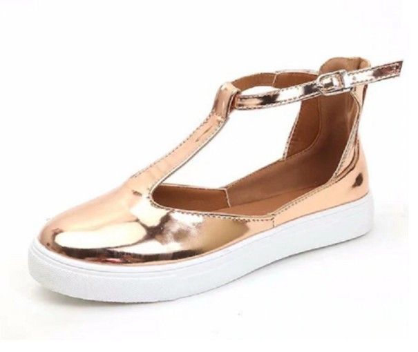 Sandalias de mujer con hebilla dorado 41