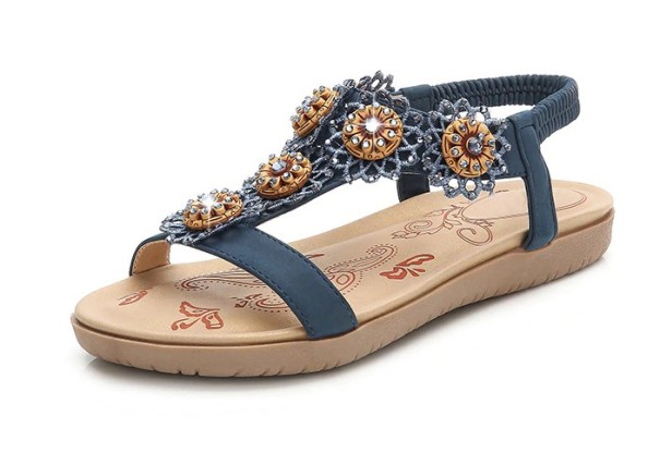 Sandalias de mujer con pedrería azul 37