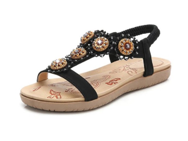 Sandalias de mujer con pedrería negro 38