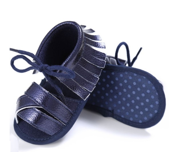 Sandalias de niña con flecos azul oscuro 6-12 meses