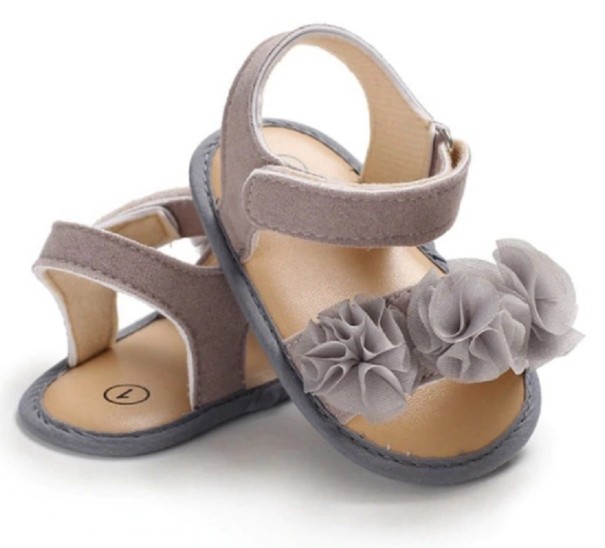 Sandalias de niña con flores A332 gris 12-18 meses