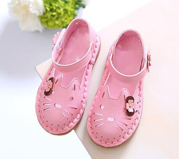 Sandalias de niña con gato rosa claro 25