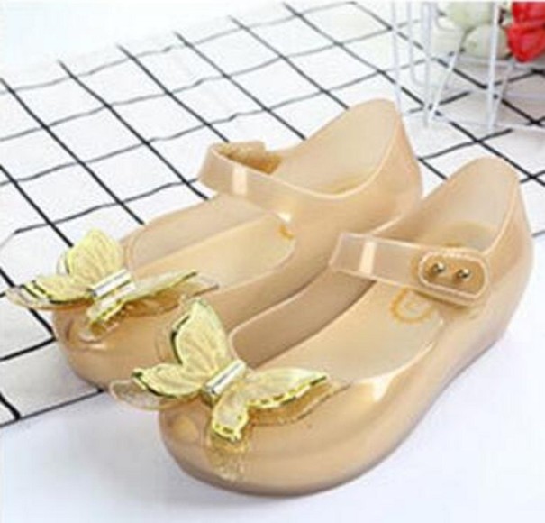 Sandalias de niña con lazo dorado 25