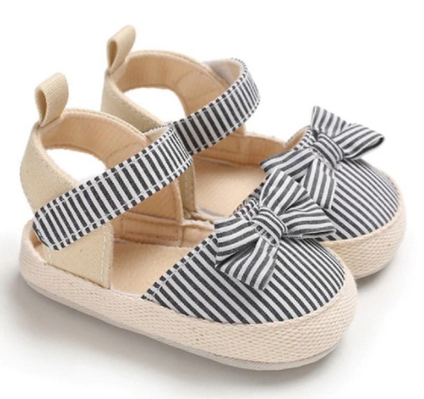 Sandalias de niña con rayas negro 0-6 meses