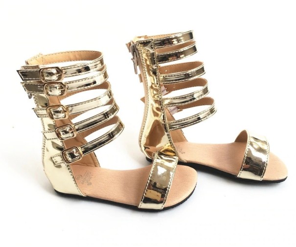 Sandalias de niña con tiras dorado 24,5