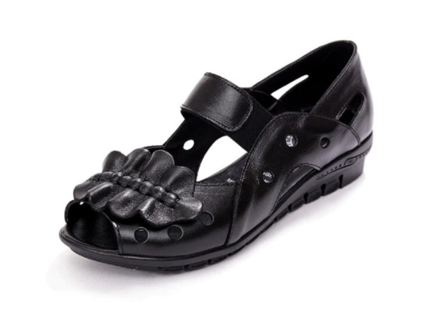 Sandalias de piel para mujer A691 negro 40