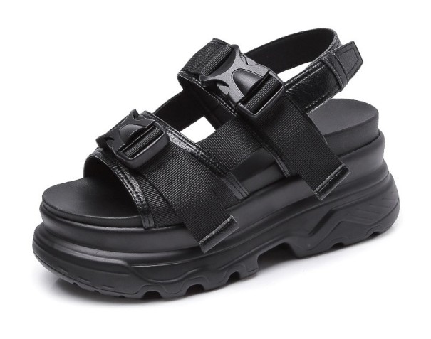 Sandalias de plataforma alta para mujer negro 38