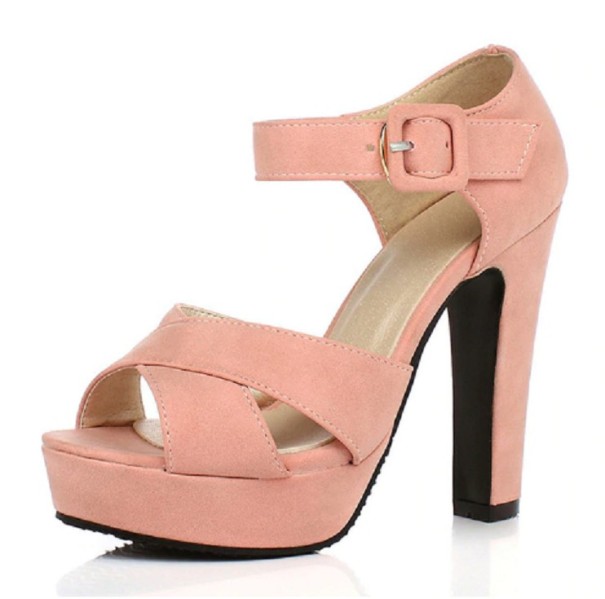 Sandalias de plataforma de piel para mujer rosa 46